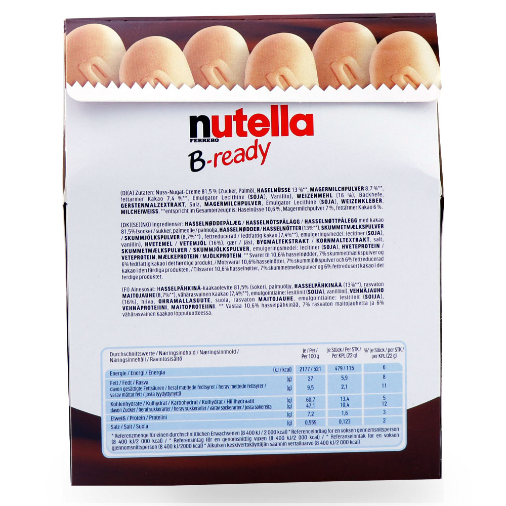 بیسکویت شکلات بی ردی نوتلا B-ready nutella بسته 6 عددی